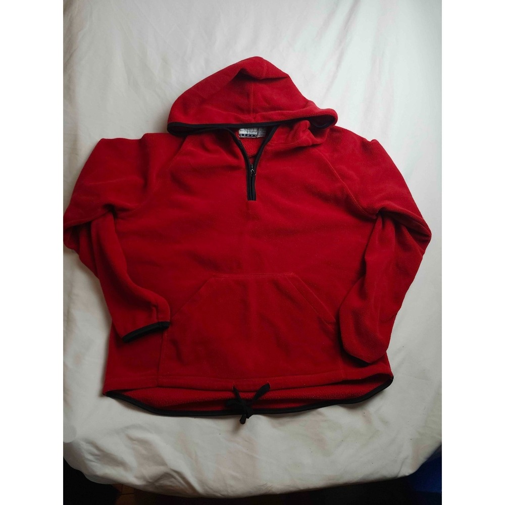 Paul Harris Design Sport Fleece Pullover Hoodie Womens Medium Red Athleisure